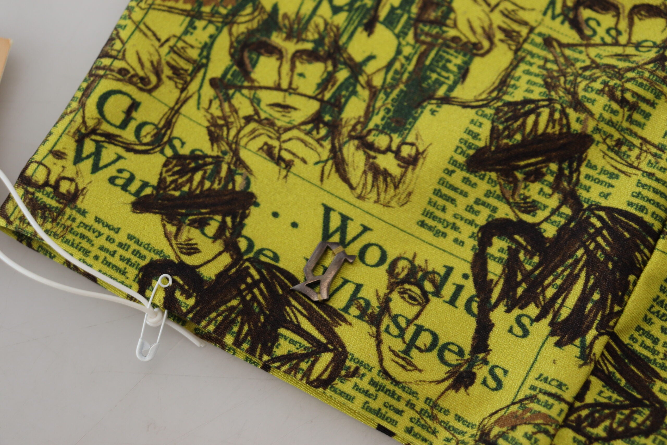 John Galliano Yellow Graphic Print Nylon Strapless Cropped Top -   -  John Galliano.