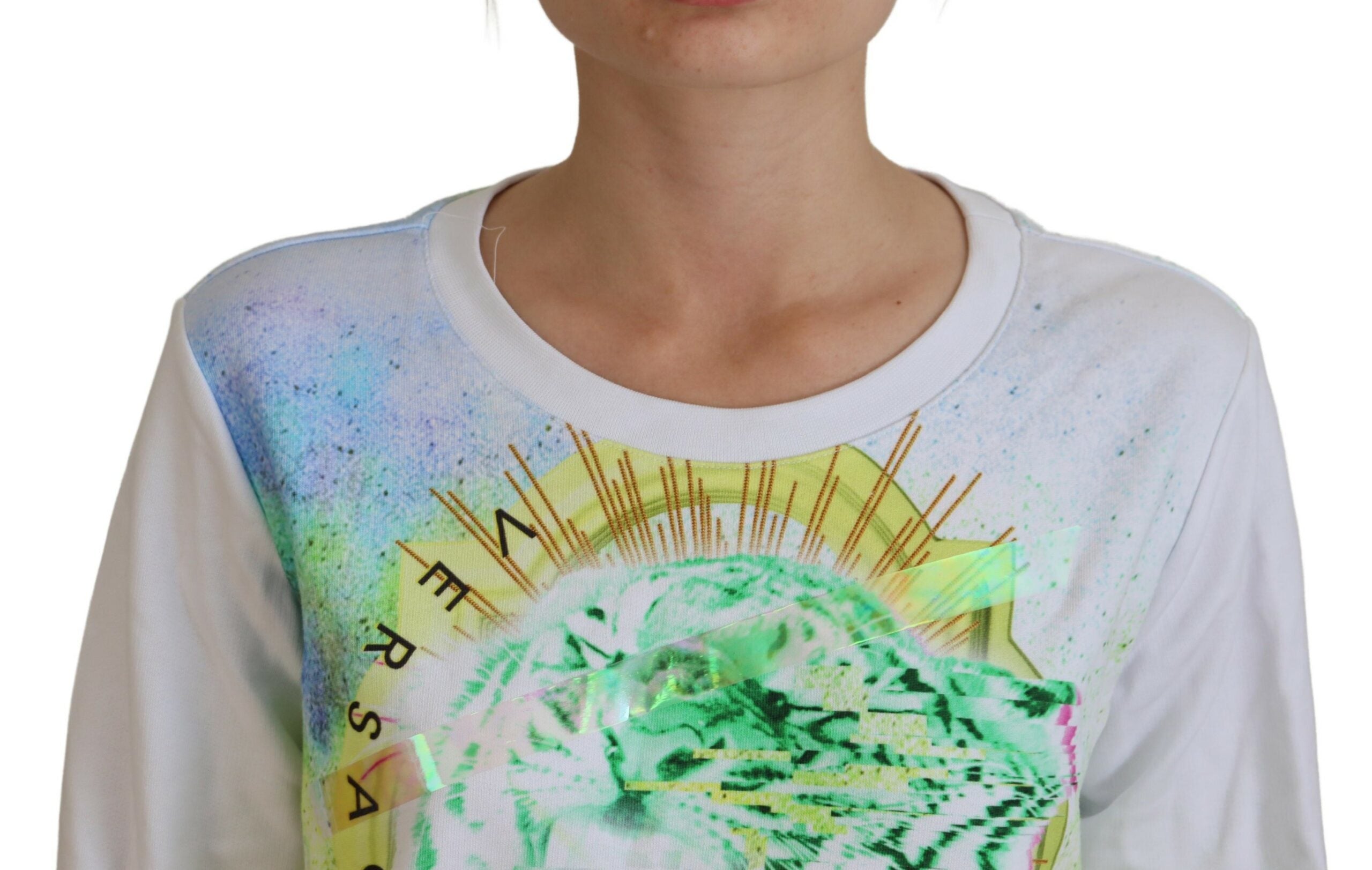 Versace Jeans White Graphic Print Long Sleeves Sweater -   -  Versace Jeans.