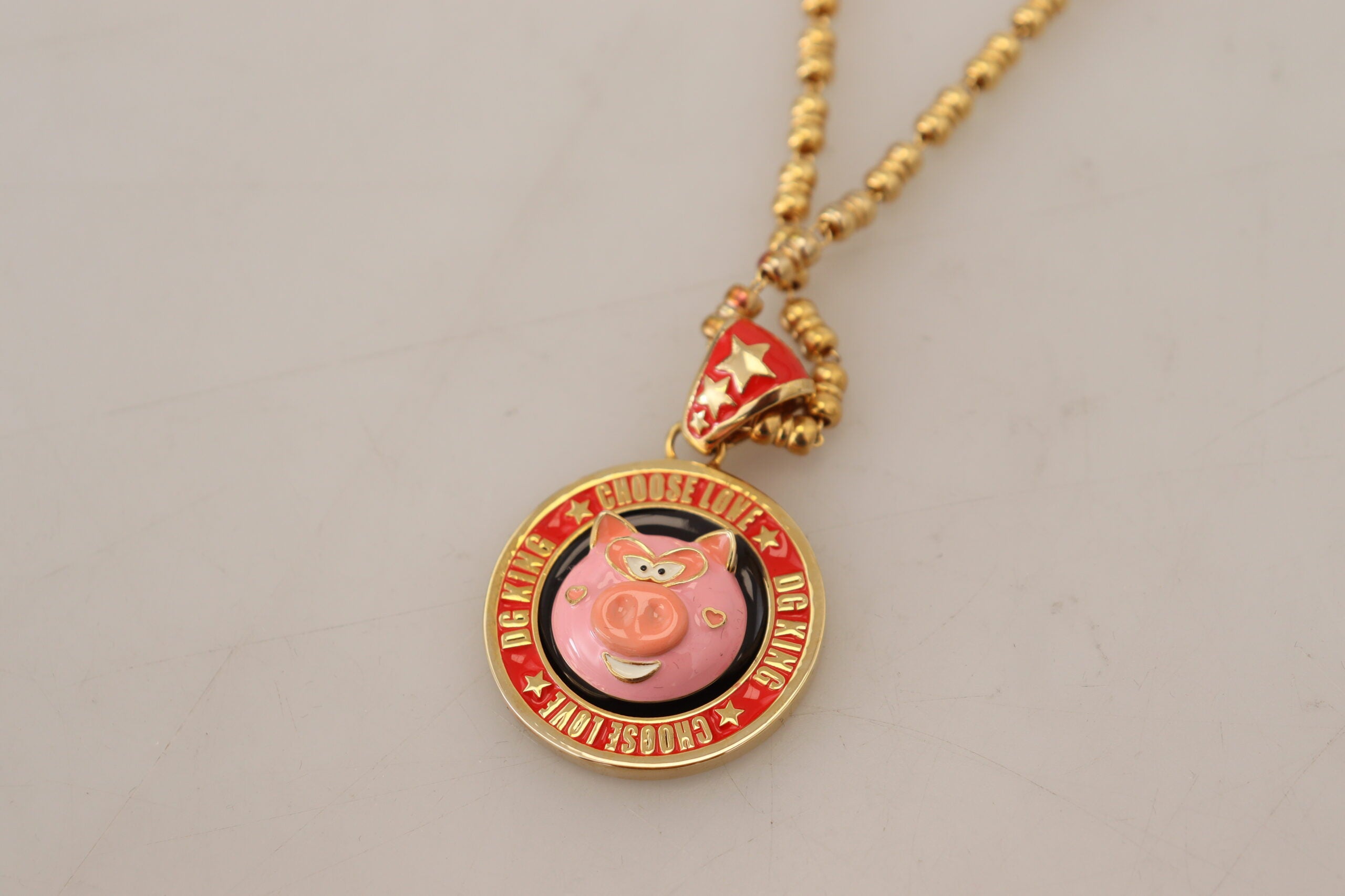Dolce & Gabbana Gold Brass Chain SUPER PIG Pendant Logo Necklace -   -  Dolce & Gabbana.