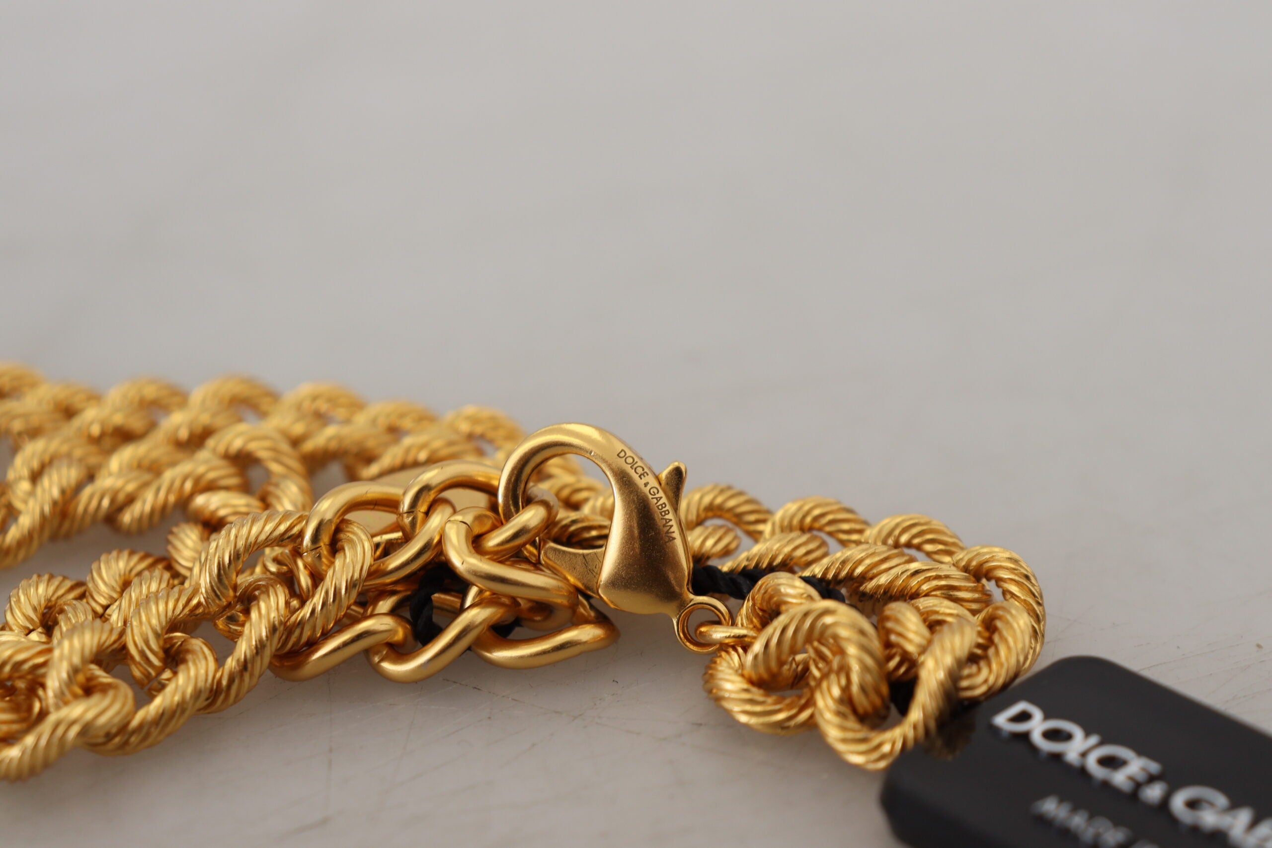 Dolce & Gabbana Gold Brass Crystal Logo Fruit Floral Statement Necklace -   -  Dolce & Gabbana.