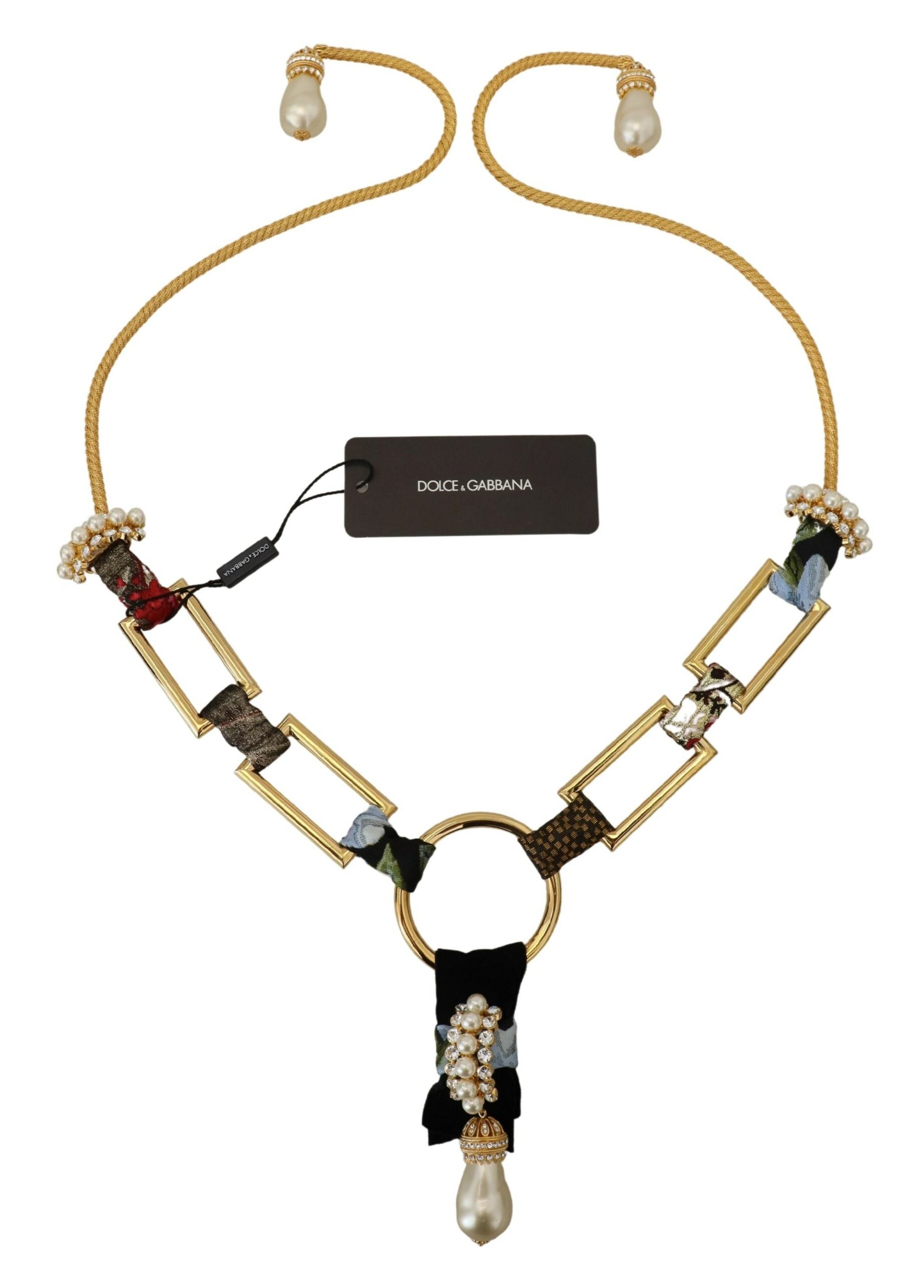Dolce & Gabbana Gold Brass Sicily Crystal Robe Statement Necklace -   -  Dolce & Gabbana.