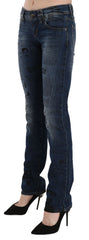 John Galliano Blue Newspaper Print Low Waist Skinny Denim Pants -   -  John Galliano.
