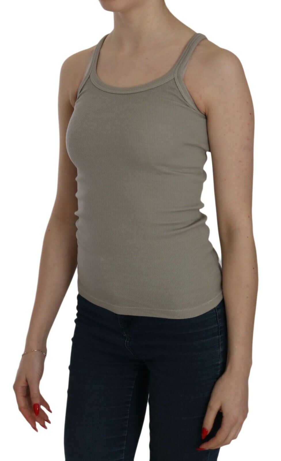 PINK MEMORIES Beige Sleeveless Spaghetti Strap Tank Blouse -   -  PINK MEMORIES.