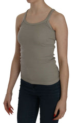 PINK MEMORIES Beige Sleeveless Spaghetti Strap Tank Blouse -   -  PINK MEMORIES.
