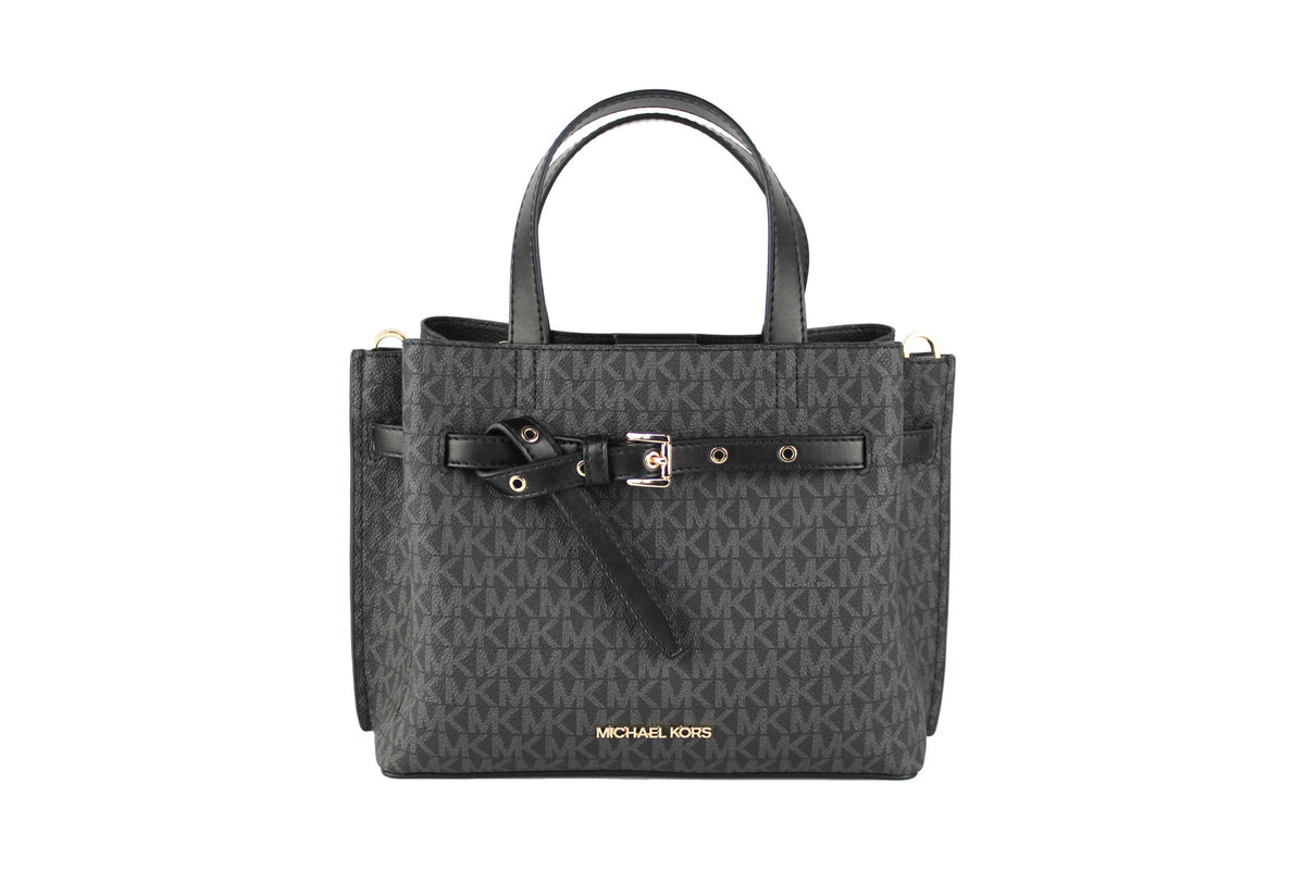 Michael Kors Emilia Small Black Signature PVC Satchel Crossbody Handbag Purse -  Luxury Cross Body Bag for Women -  Michael Kors.