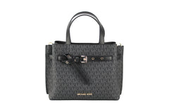 Michael Kors Emilia Small Black Signature PVC Satchel Crossbody Handbag Purse -  Luxury Cross Body Bag for Women -  Michael Kors.