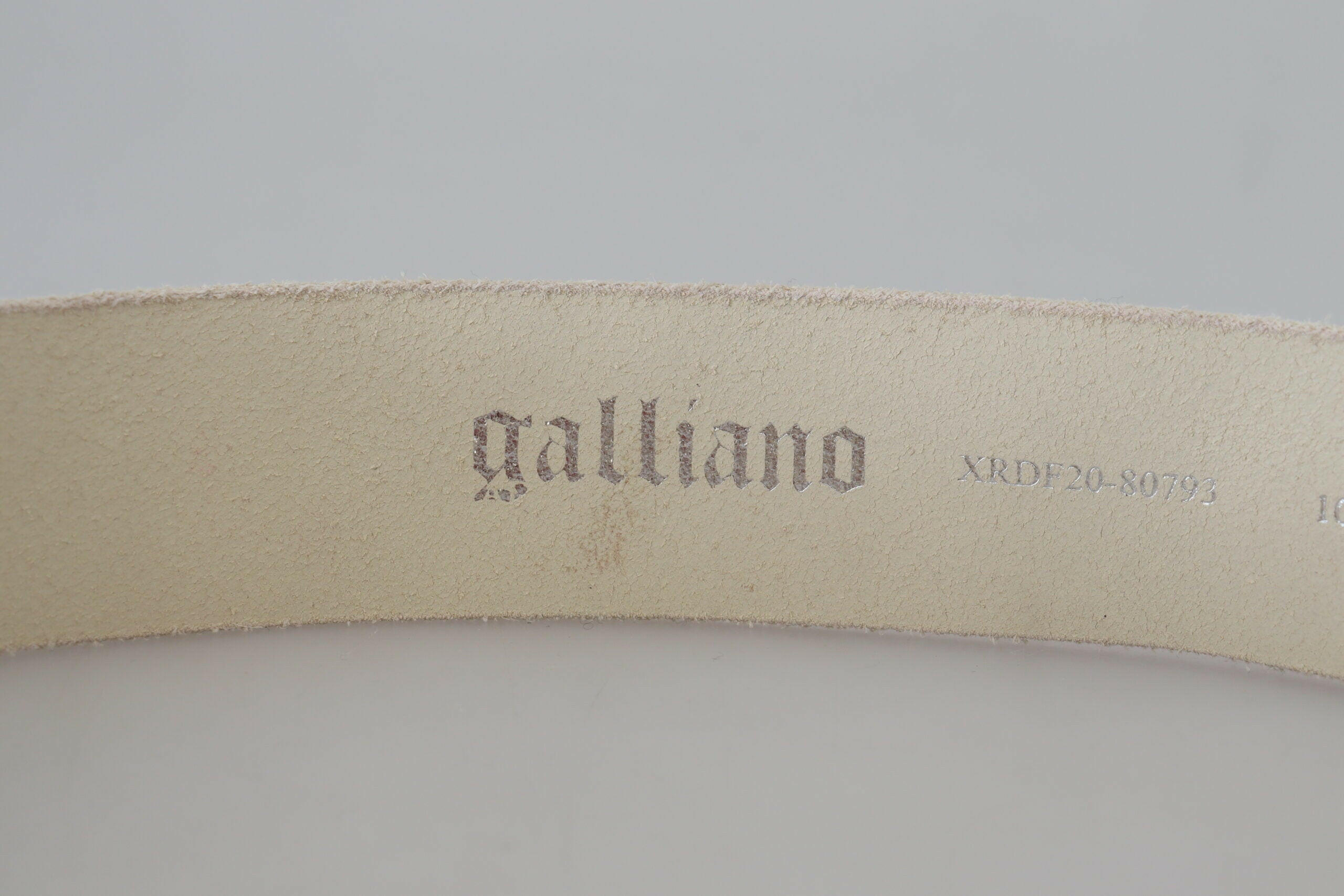 John Galliano Pink Leather Letter Logo Round Buckle Waist Belt -   -  John Galliano.