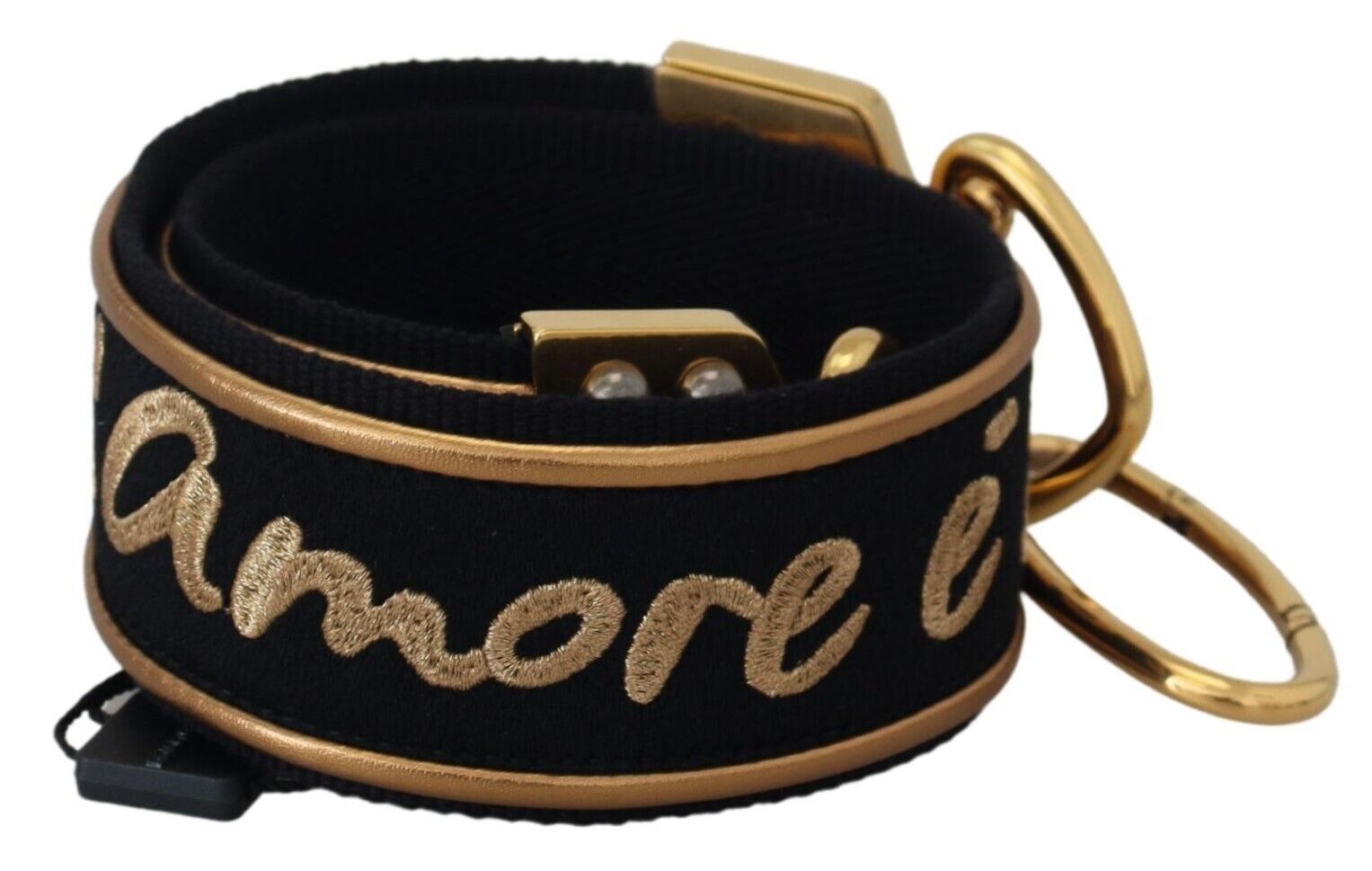 Dolce & Gabbana Black Gold Logo Print Brass Bag Shoulder Strap -   -  Dolce & Gabbana.