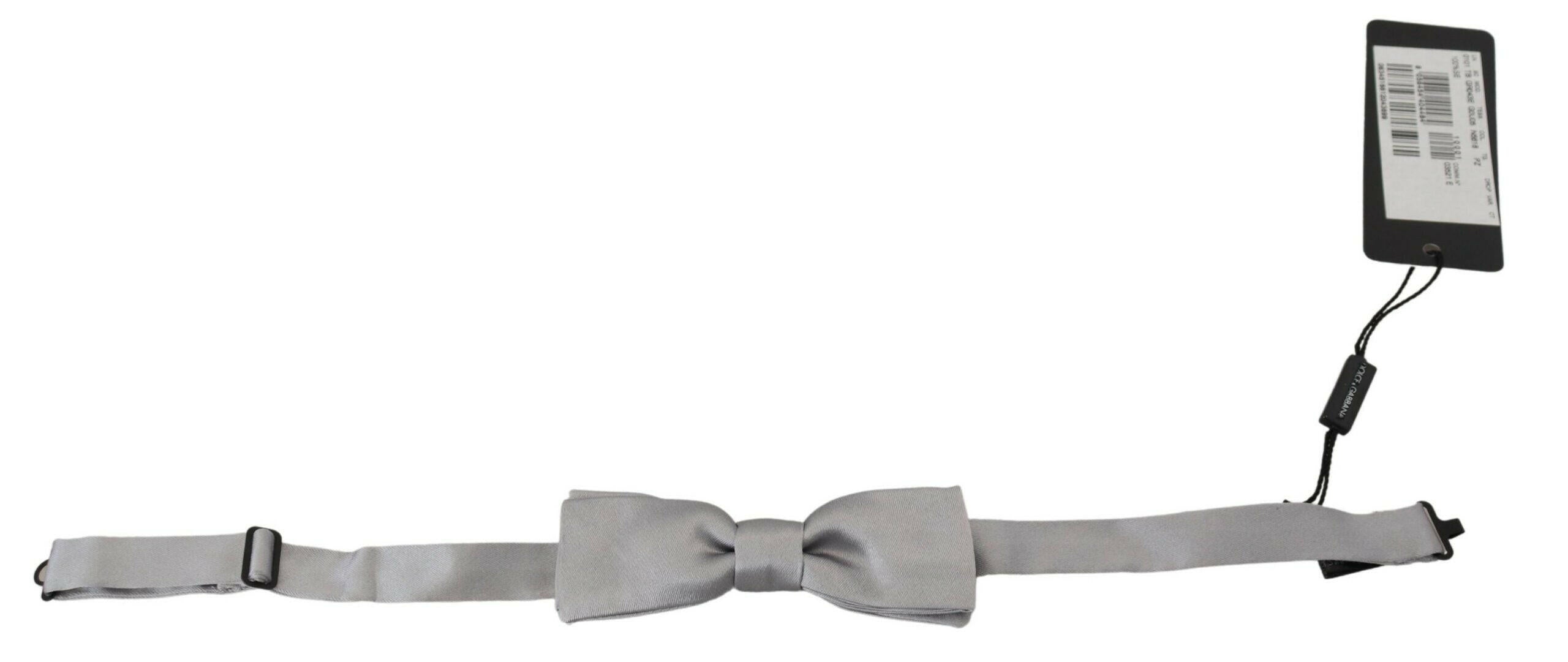 Dolce & Gabbana Gray Silk Adjustable Men Neck Papillon Bow Tie -  Neckties, Men -  Dolce & Gabbana.