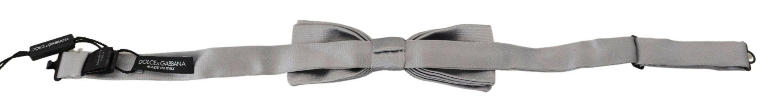 Dolce & Gabbana Gray Silk Adjustable Men Neck Papillon Bow Tie -  Neckties, Men -  Dolce & Gabbana.