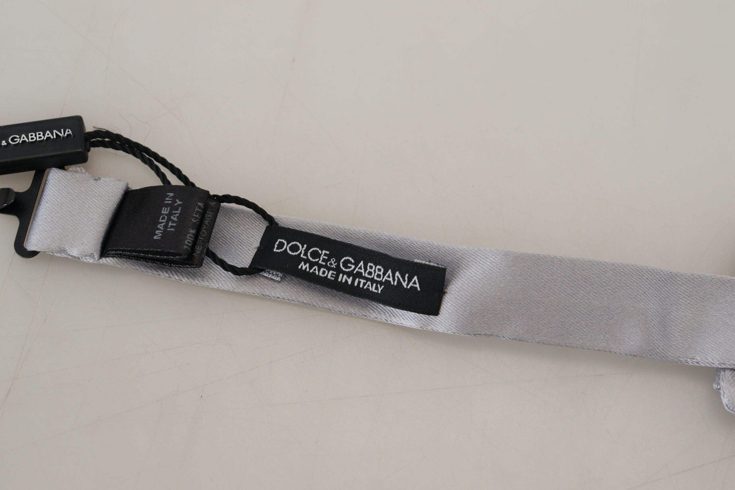 Dolce & Gabbana Gray Silk Adjustable Men Neck Papillon Bow Tie -  Neckties, Men -  Dolce & Gabbana.