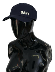 Gant Blue Cotton Logo Print Baseball Cap Casual Hat -   -  Gant.