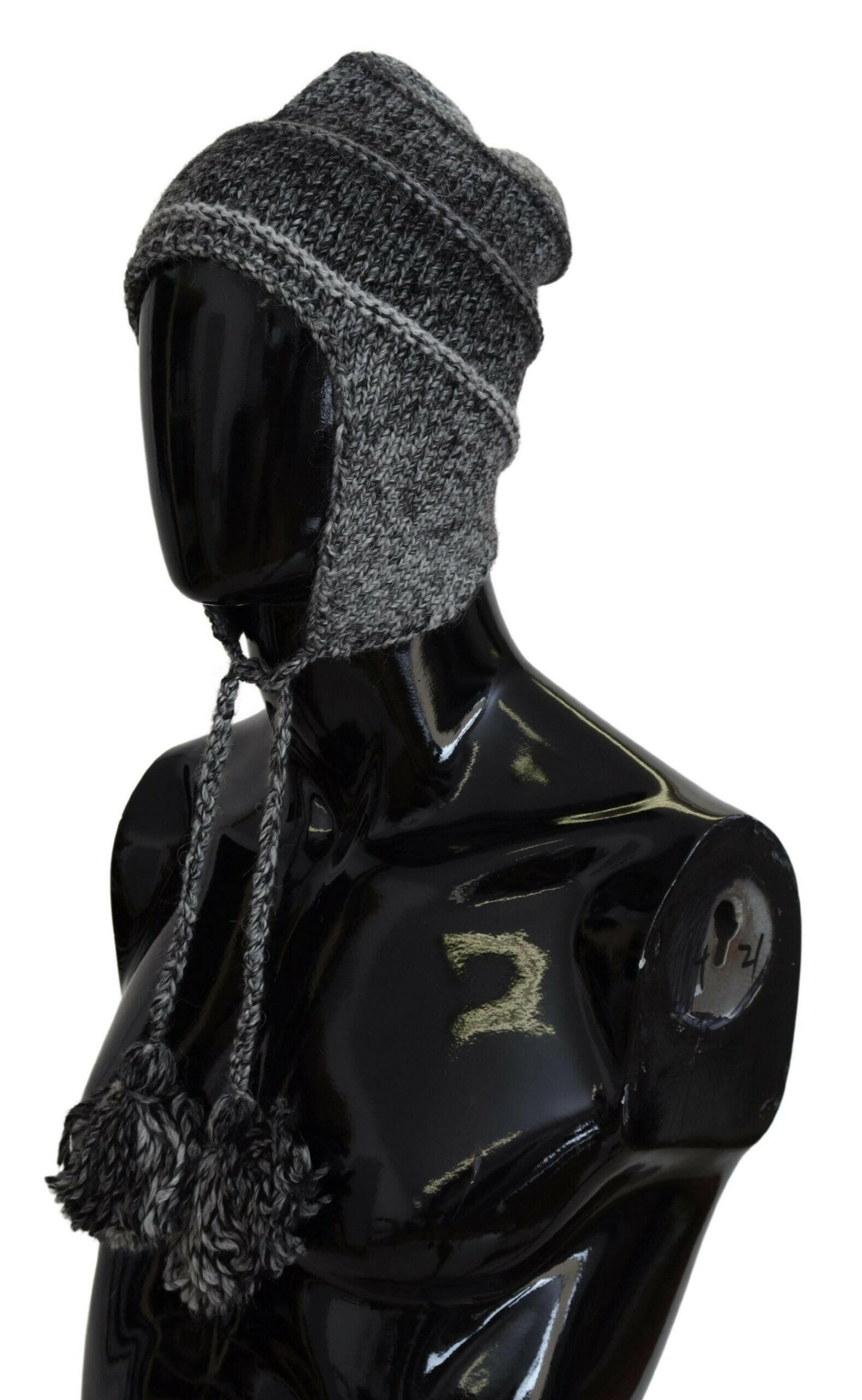 Dolce & Gabbana Gray Warm Fleece Ear Flaps Knit Beanie Hat -   -  Dolce & Gabbana.