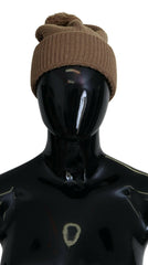 Dolce & Gabbana Brown Solid Knitted Fur Ball Winter Beanie Hat -   -  Dolce & Gabbana.