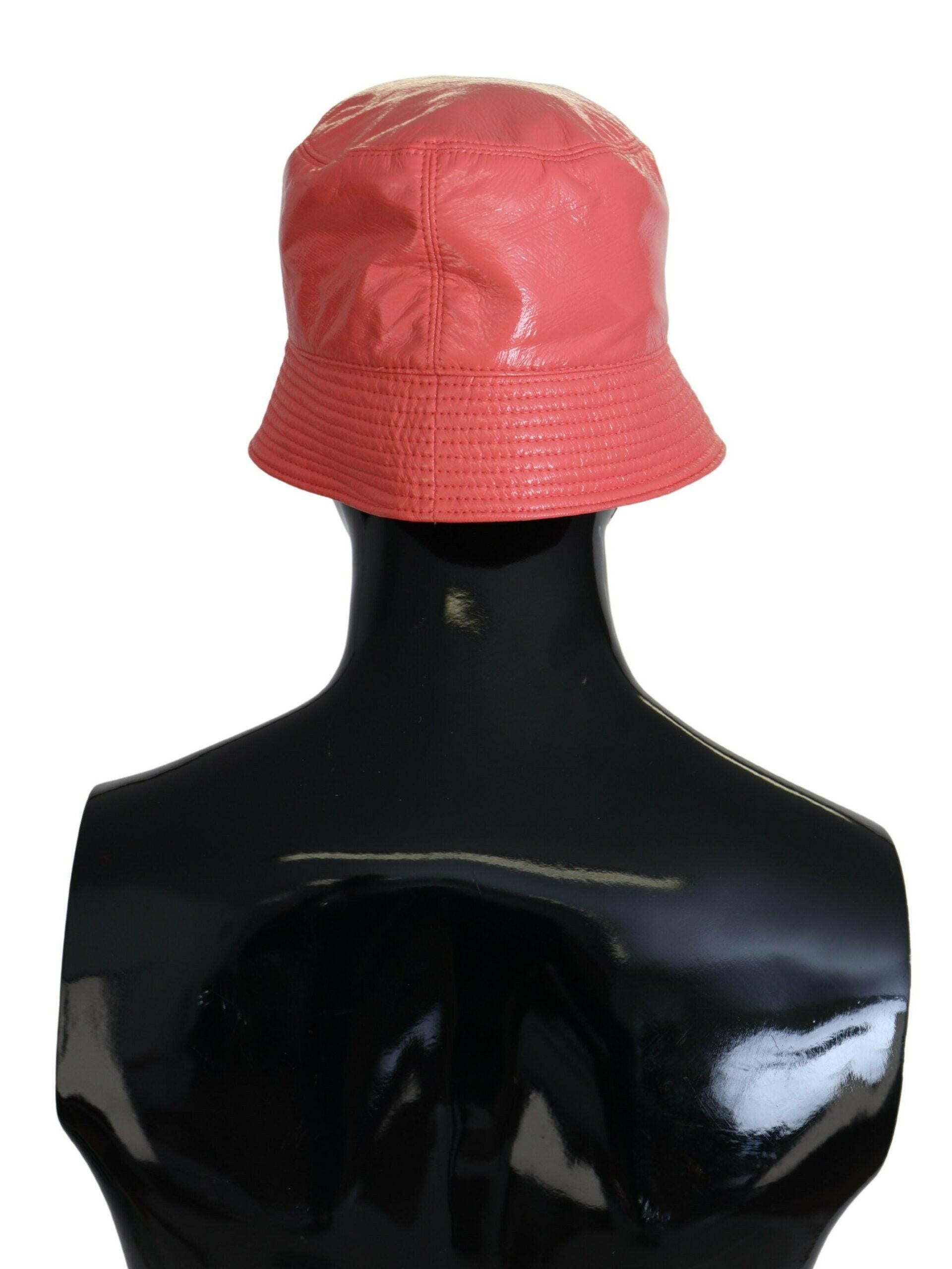Dolce & Gabbana Peach Quilted Faux Leather Women Bucket Cap Hat -   -  Dolce & Gabbana.