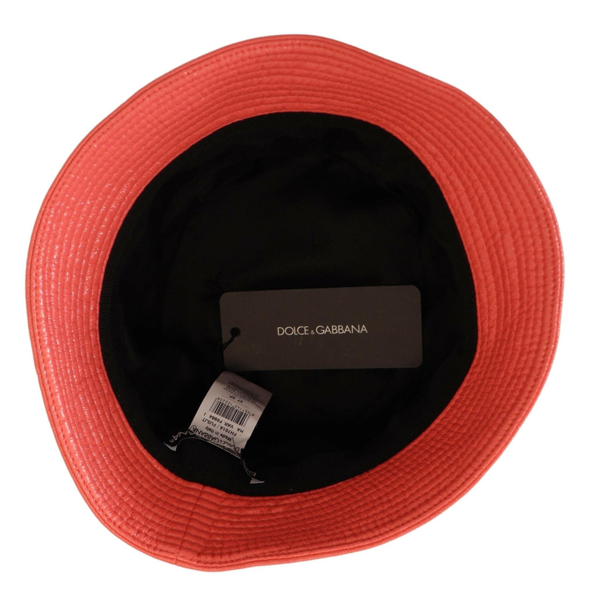 Dolce & Gabbana Peach Quilted Faux Leather Women Bucket Cap Hat -   -  Dolce & Gabbana.