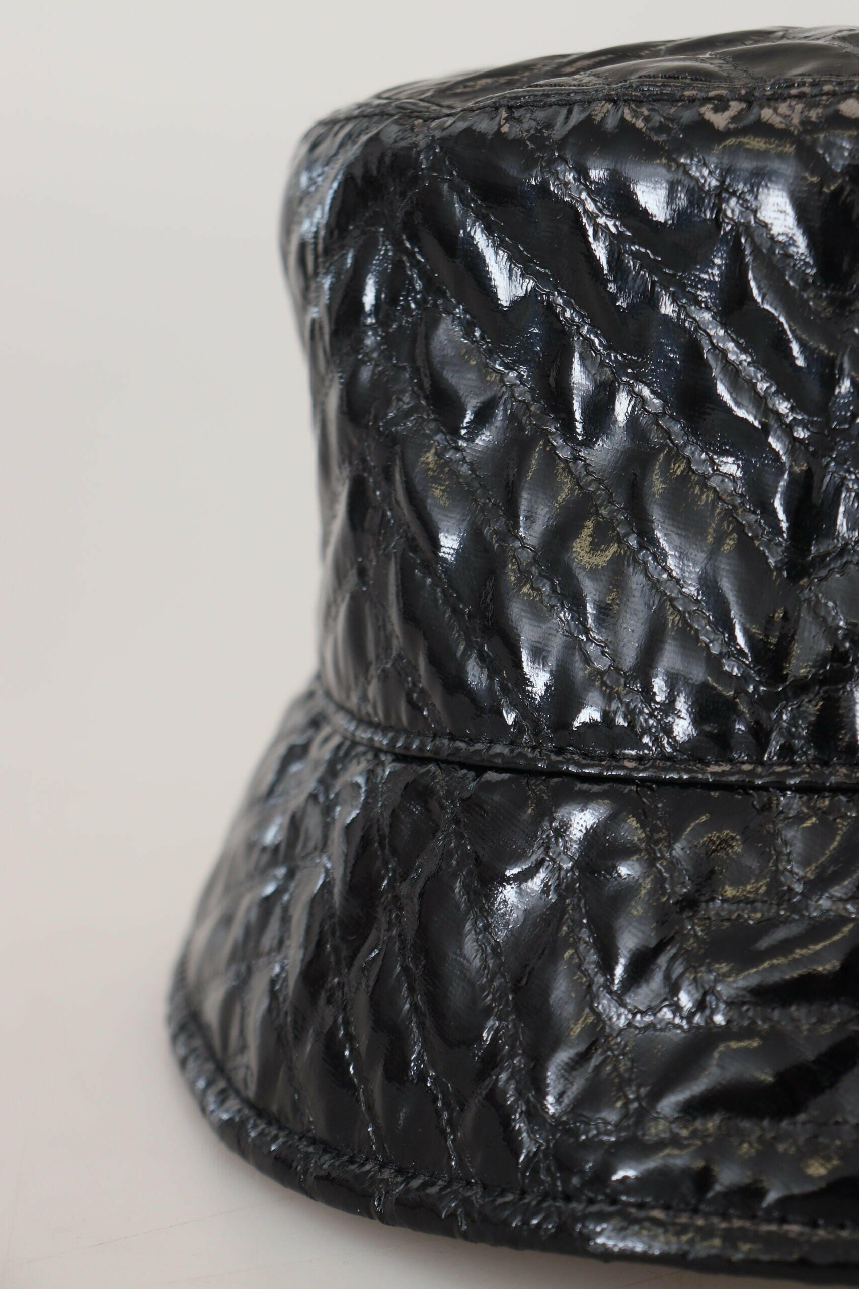Dolce & Gabbana Black Quilted Faux Leather Women Bucket Cap Hat -   -  Dolce & Gabbana.