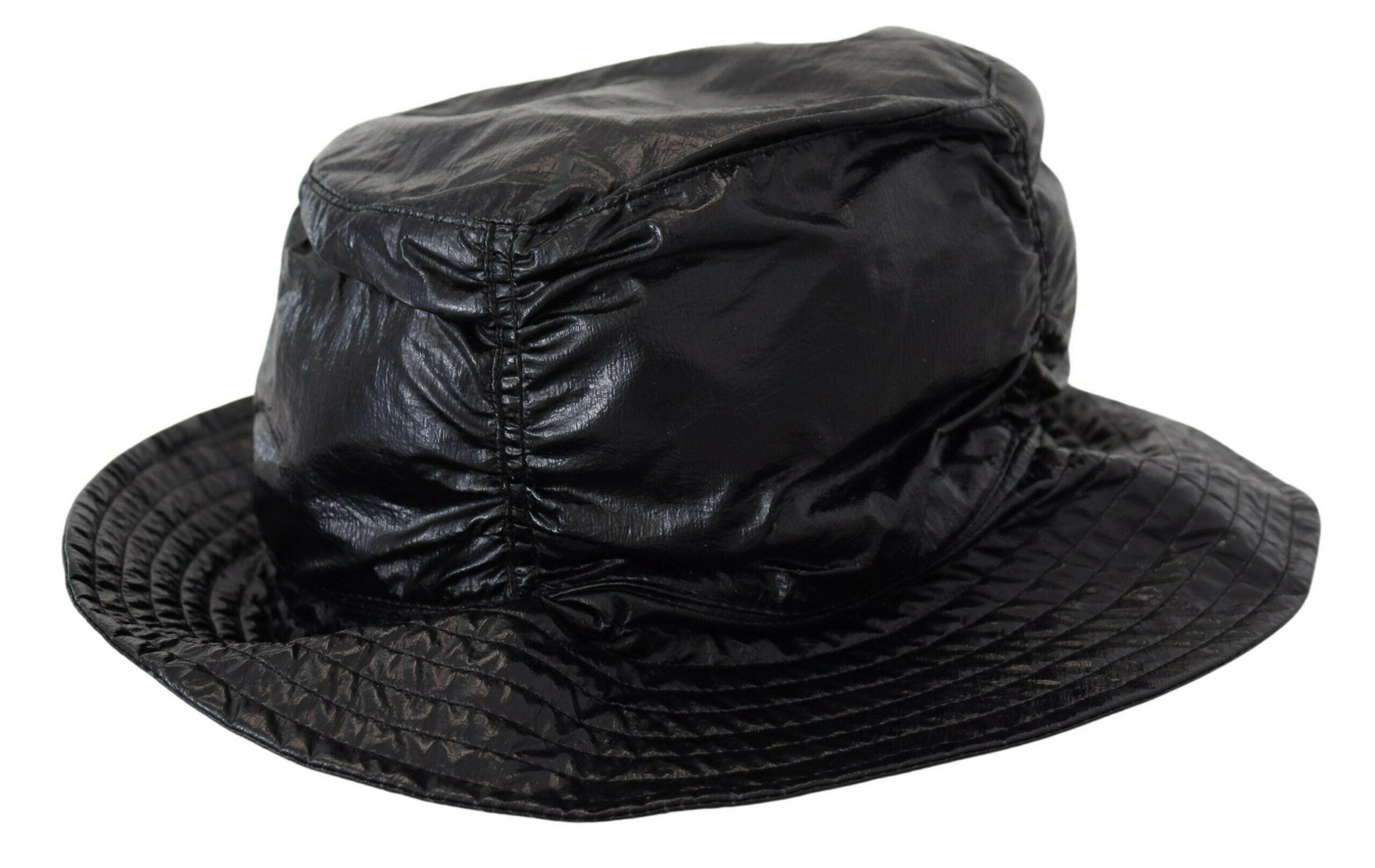 Dolce & Gabbana Black Quilted Faux Leather Women Bucket Cap Hat -   -  Dolce & Gabbana.