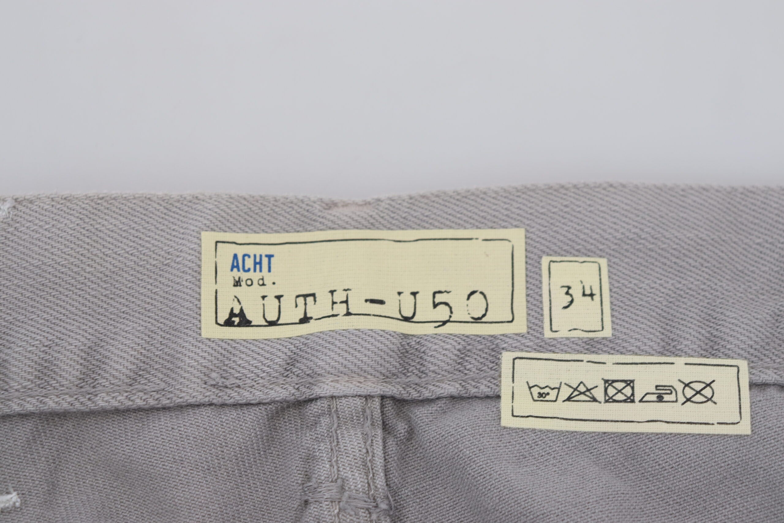 Acht Gray Cotton Straight Fit Folded Hem Casual Denim Jeans -   -  Acht.