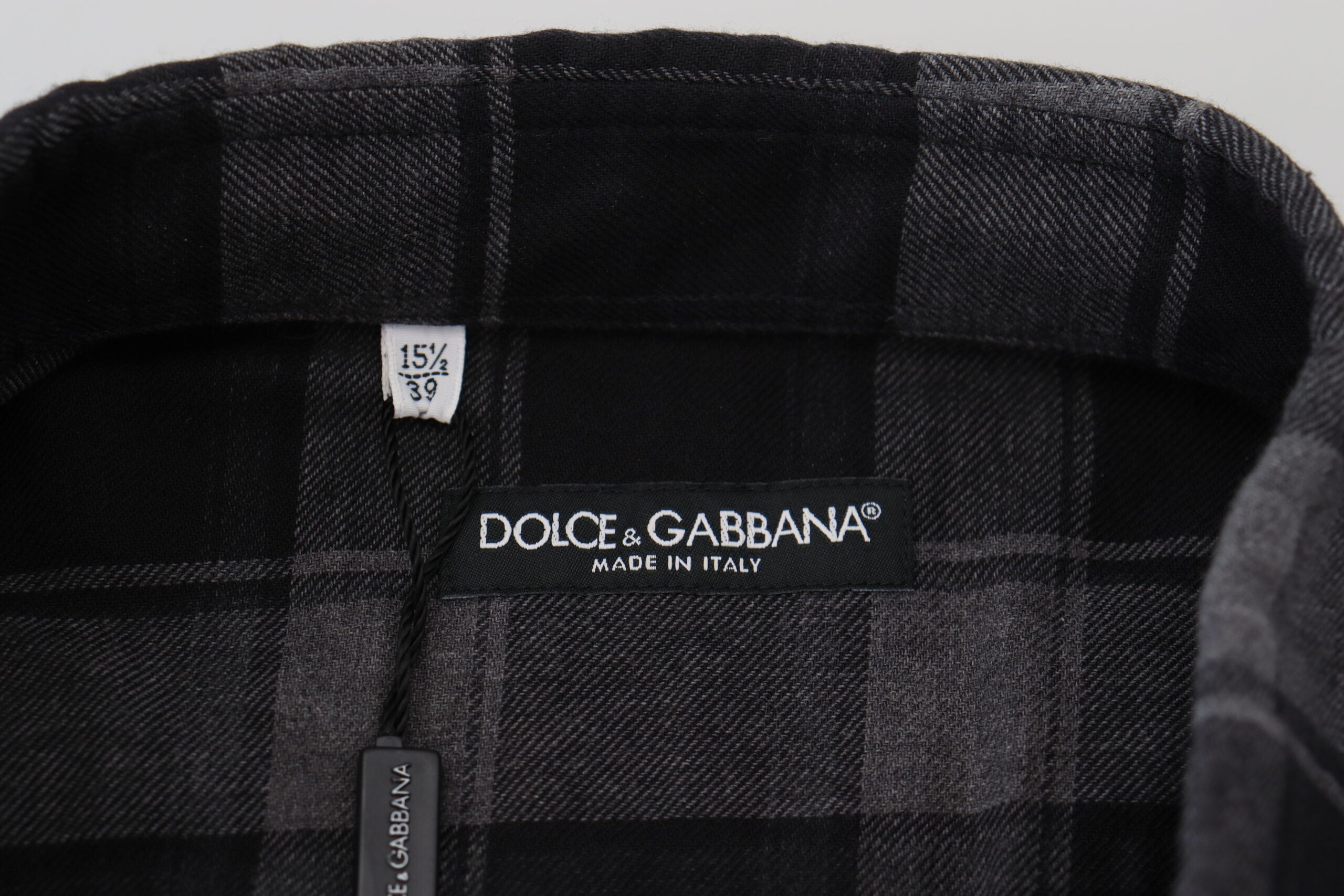 Dolce & Gabbana Black Gray Check Men Long Sleeves Shirt -   -  Dolce & Gabbana.