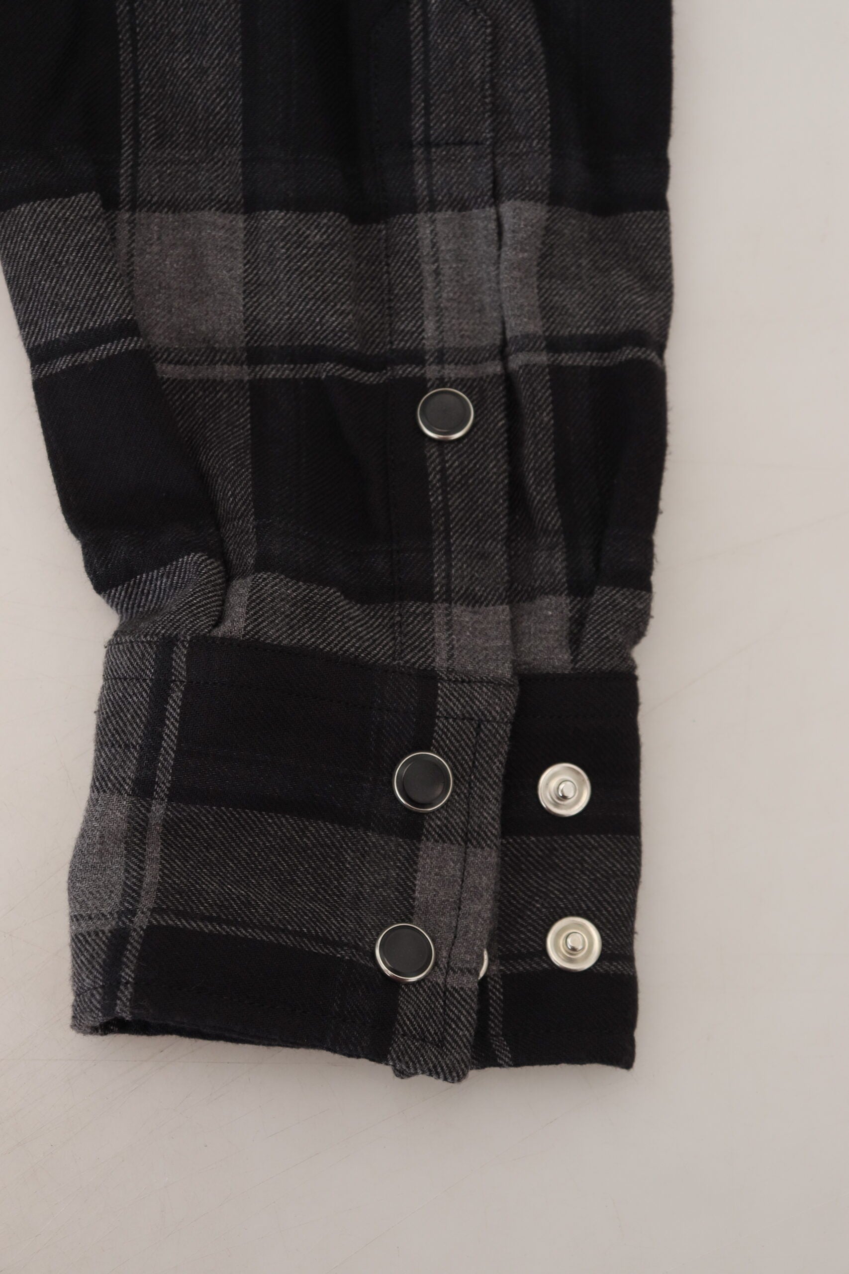 Dolce & Gabbana Black Gray Check Men Long Sleeves Shirt -   -  Dolce & Gabbana.