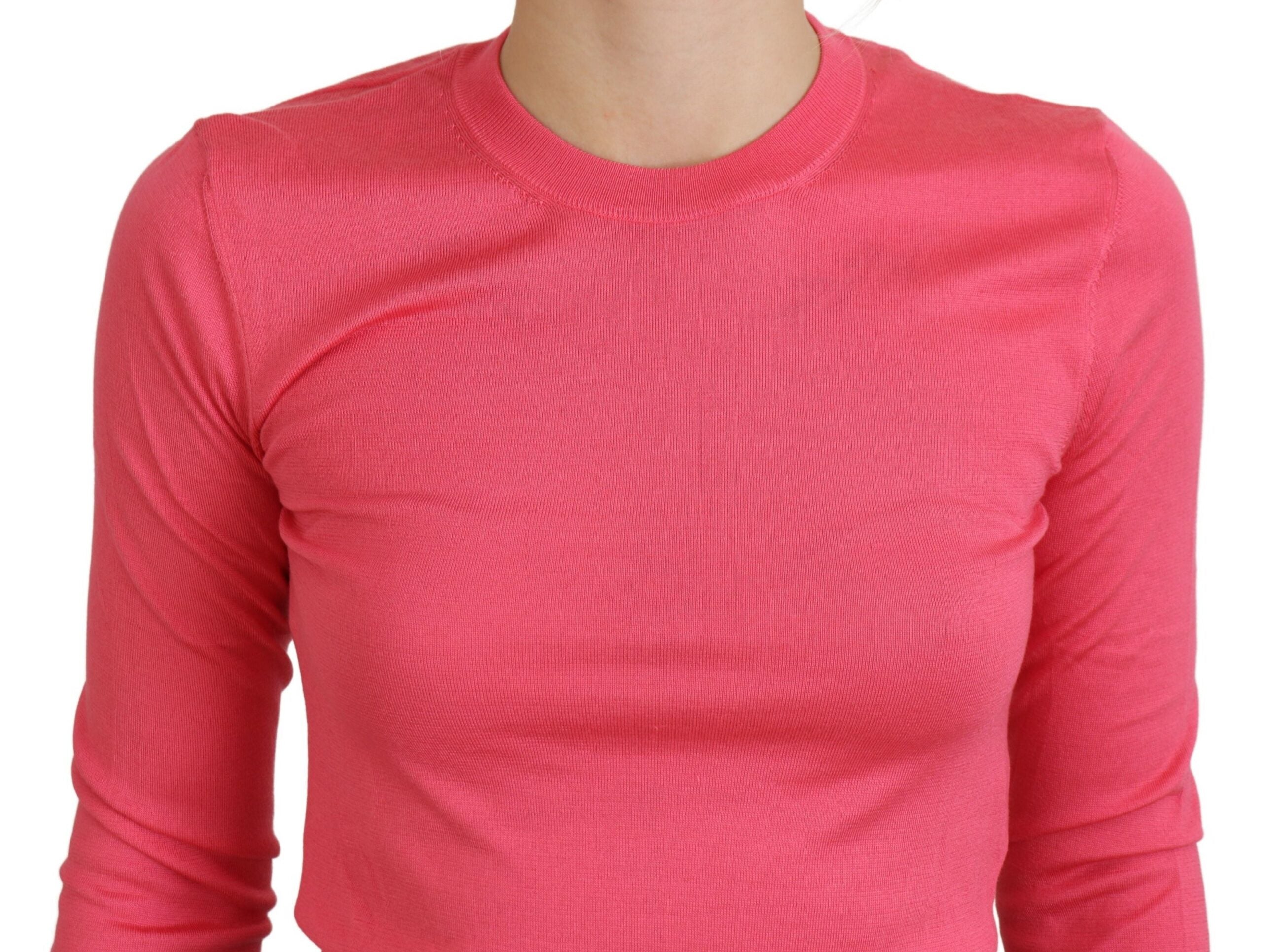 Dolce & Gabbana Pink Silk Cropped Crewneck Pullover Sweater -   -  Dolce & Gabbana.