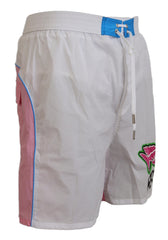 Dsquared² White Pink Logo Print Men Beachwear Shorts Swimwear -   -  Dsquared².