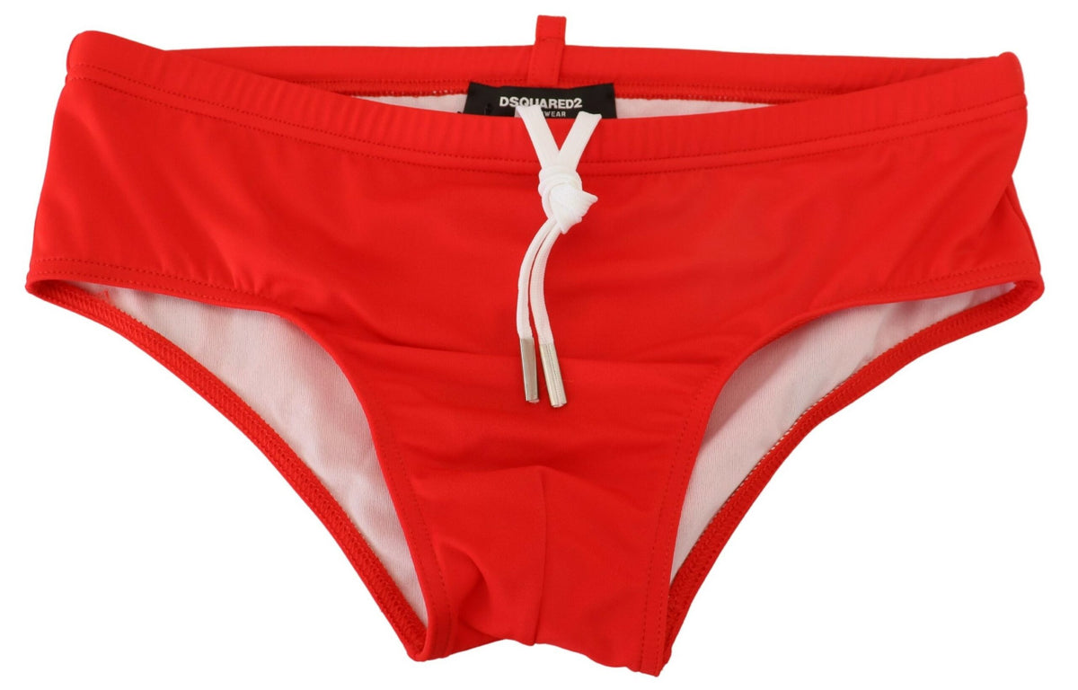 Dsquared² Red Black ICON Print Mens Swim Brief Swimwear -   -  Dsquared².