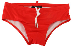 Dsquared² Red Black ICON Print Mens Swim Brief Swimwear -   -  Dsquared².