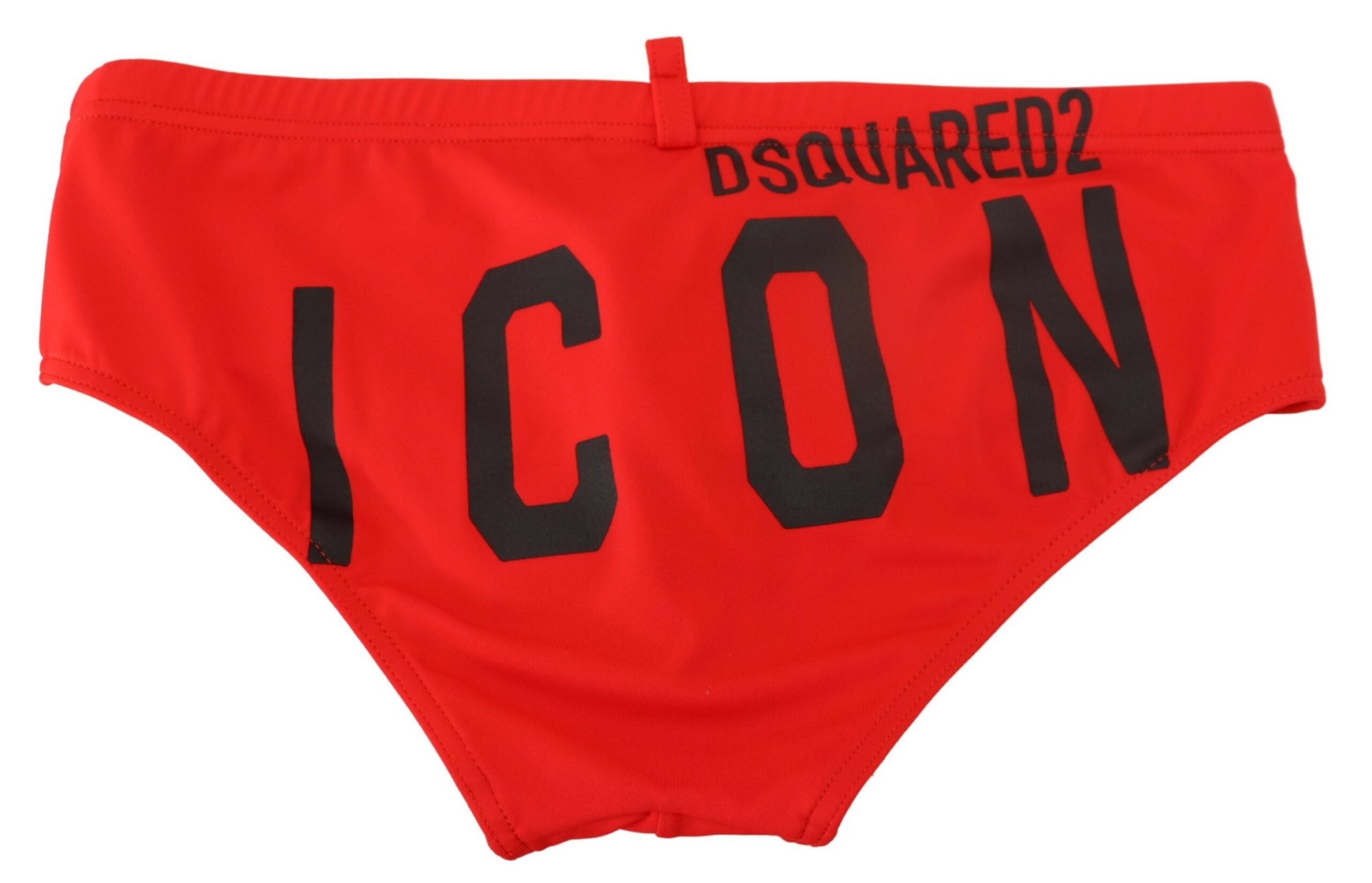Dsquared² Red Black ICON Print Mens Swim Brief Swimwear -   -  Dsquared².