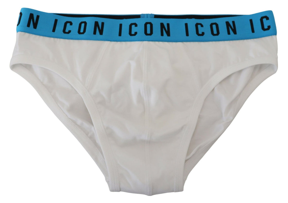 Dsquared² White Icon Logo Cotton Stretch Men Brief Underwear -   -  Dsquared².