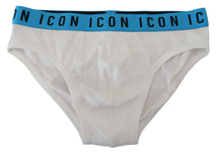 Dsquared² White Icon Logo Cotton Stretch Men Brief Underwear -   -  Dsquared².