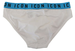 Dsquared² White Icon Logo Cotton Stretch Men Brief Underwear -   -  Dsquared².