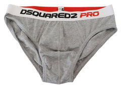 Dsquared² Gray Logo Cotton Stretch Men Brief PRO Underwear -   -  Dsquared².
