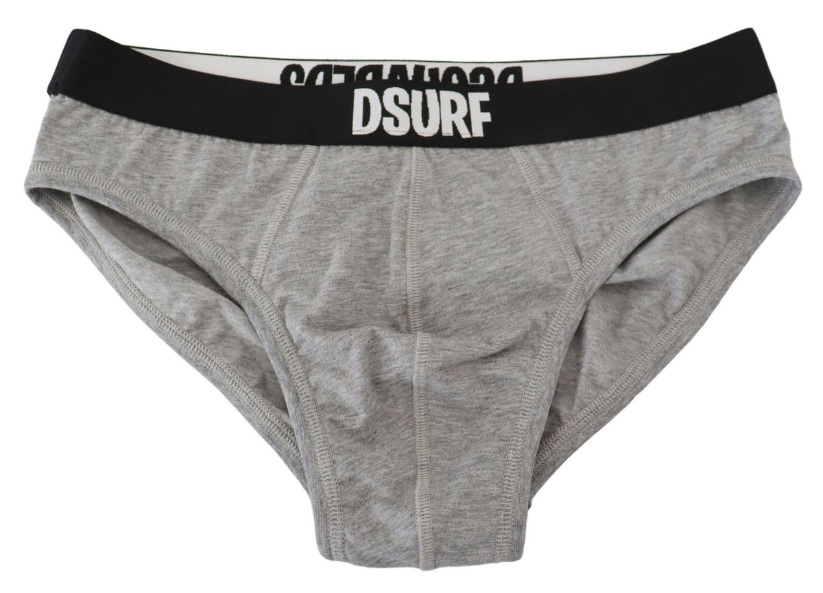 Dsquared² Gray DSURF Logo Cotton Stretch Men Brief Underwear -   -  Dsquared².