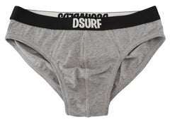 Dsquared² Gray DSURF Logo Cotton Stretch Men Brief Underwear -   -  Dsquared².