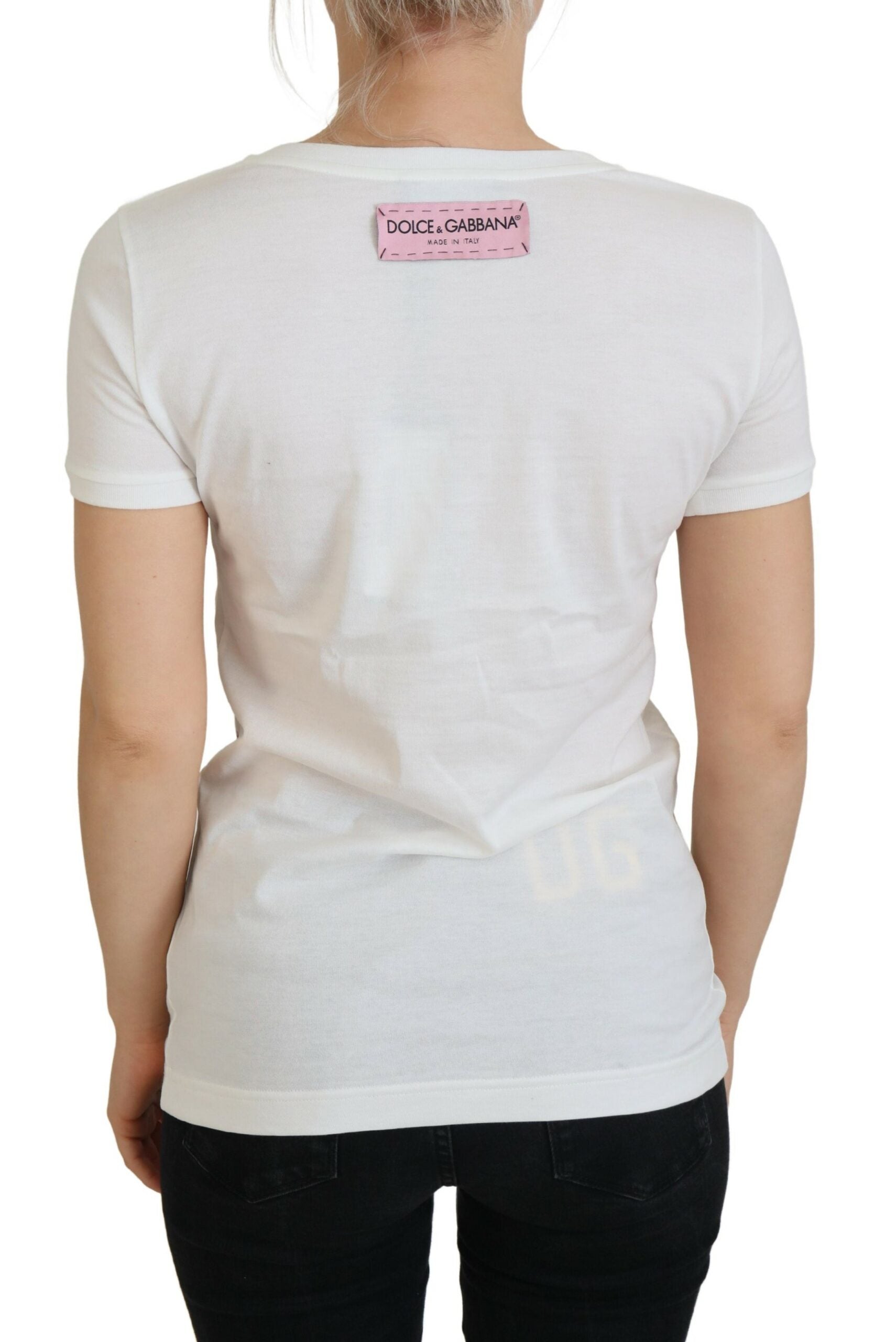 Dolce & Gabbana White Rose DGLogo Printed Short Sleeves Top -   -  Dolce & Gabbana.