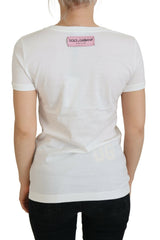 Dolce & Gabbana White Rose DGLogo Printed Short Sleeves Top -   -  Dolce & Gabbana.