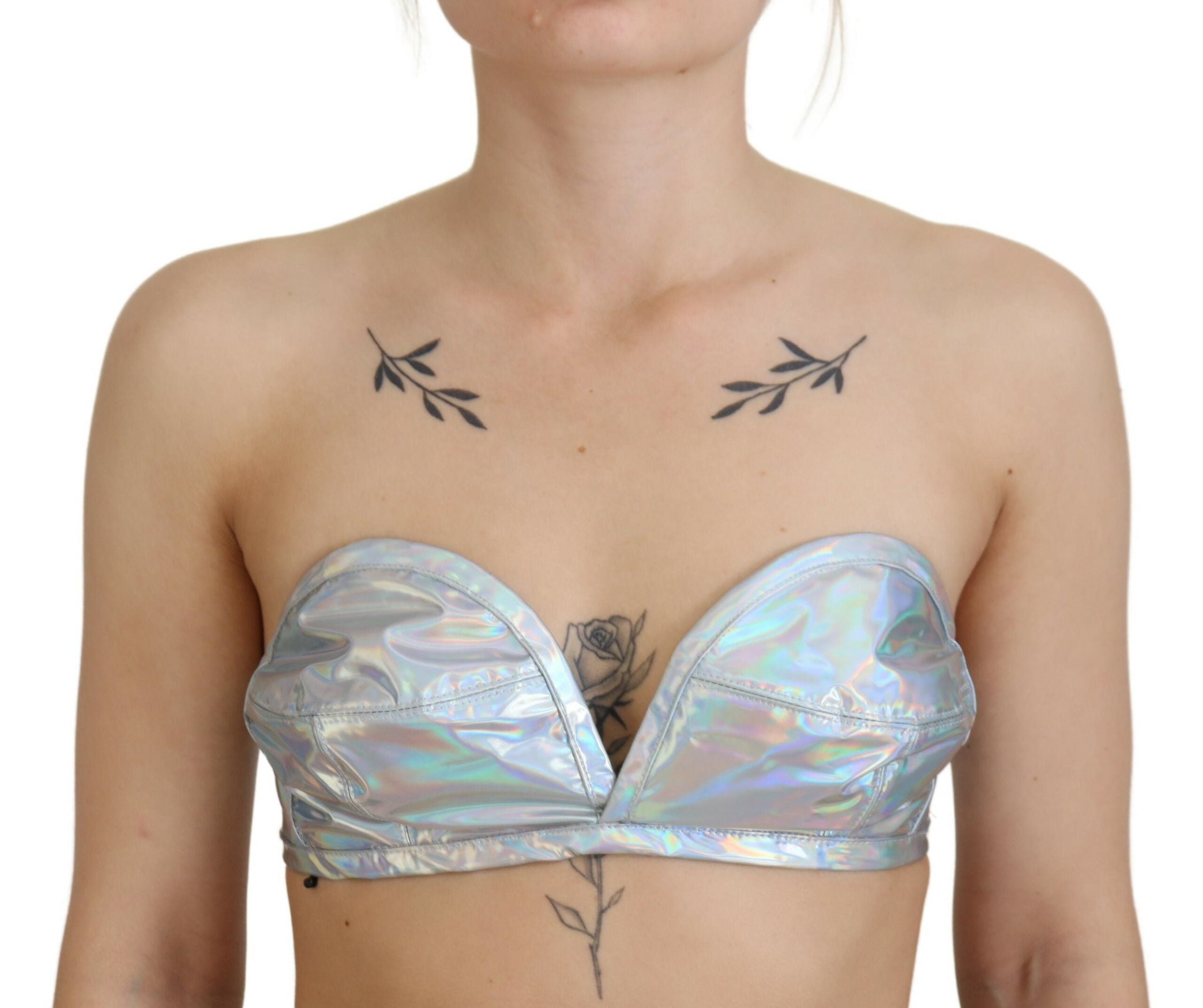 Dolce & Gabbana Silver Holographic Effect Bustier Brassiere Top -   -  Dolce & Gabbana.