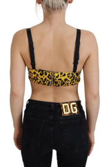 Dolce & Gabbana Yellow Leopard Cropped Bustier Corset Bra Top -   -  Dolce & Gabbana.