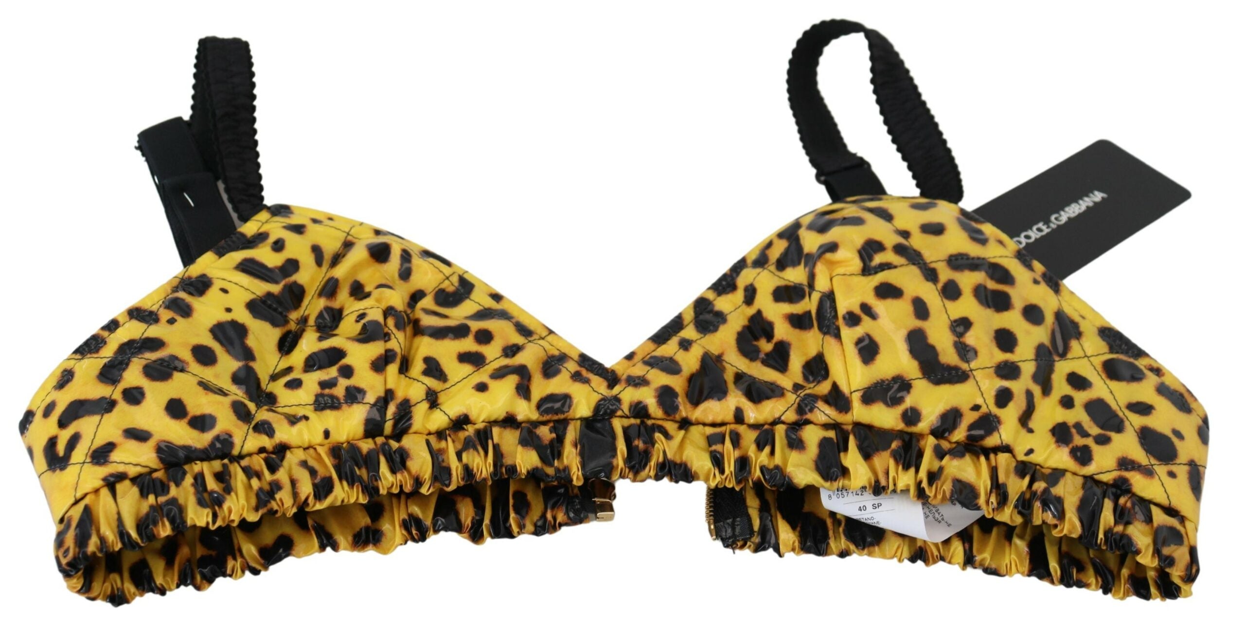 Dolce & Gabbana Yellow Leopard Cropped Bustier Corset Bra Top -   -  Dolce & Gabbana.
