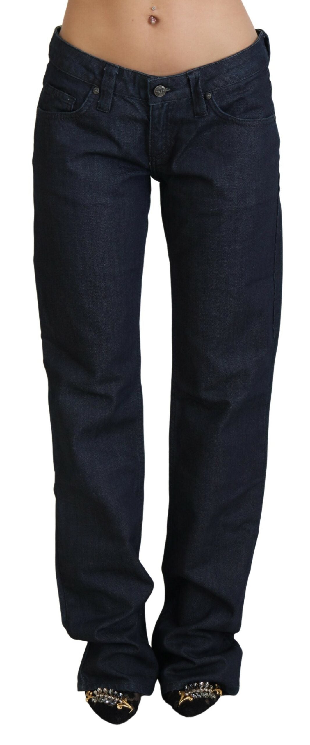 Exte Dark Blue Low Waist Straight Fit Women Denim Jeans -   -  Exte.