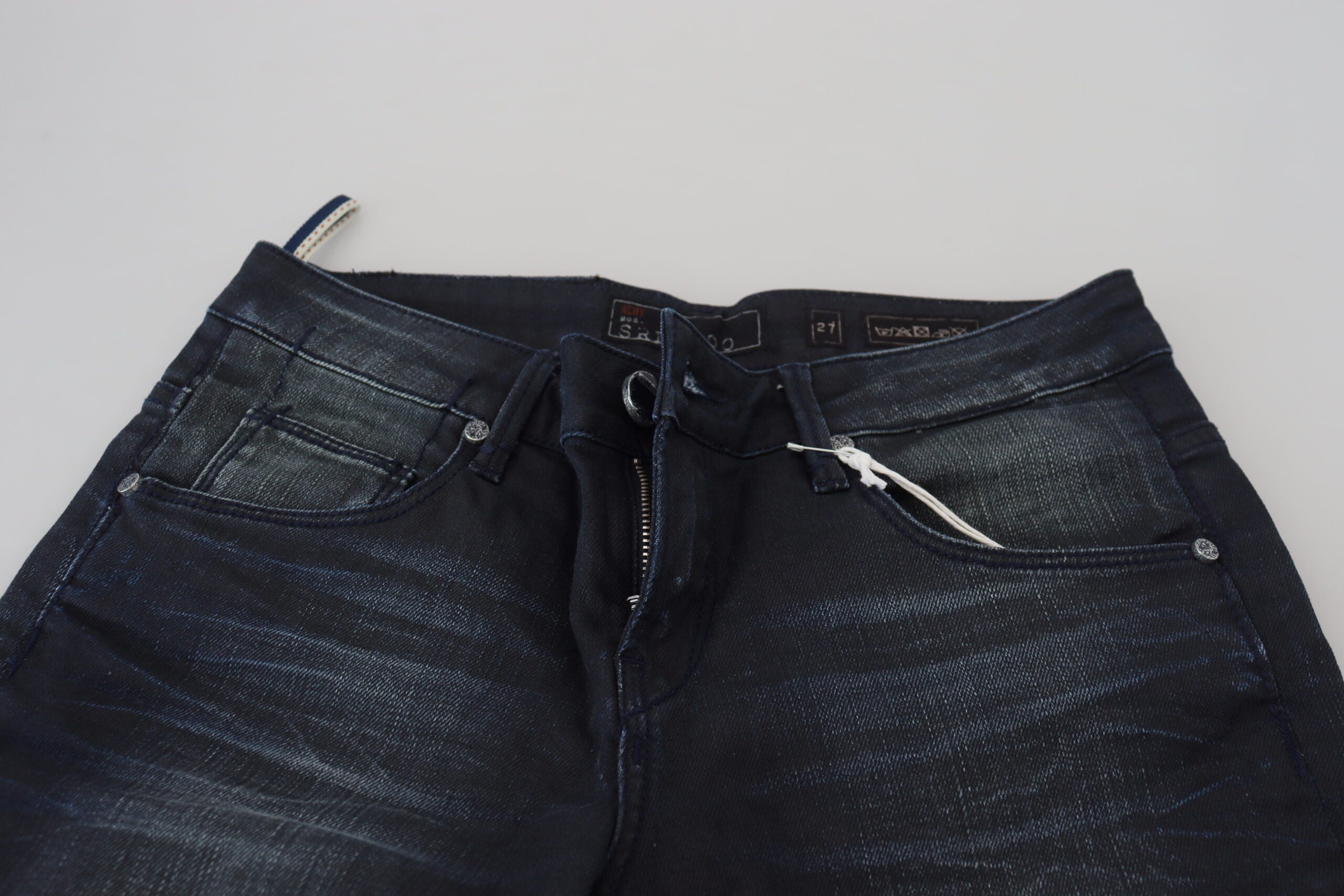 Acht Blue Washed Low Waist Slim Fit Cotton Denim Jeans -   -  Acht.