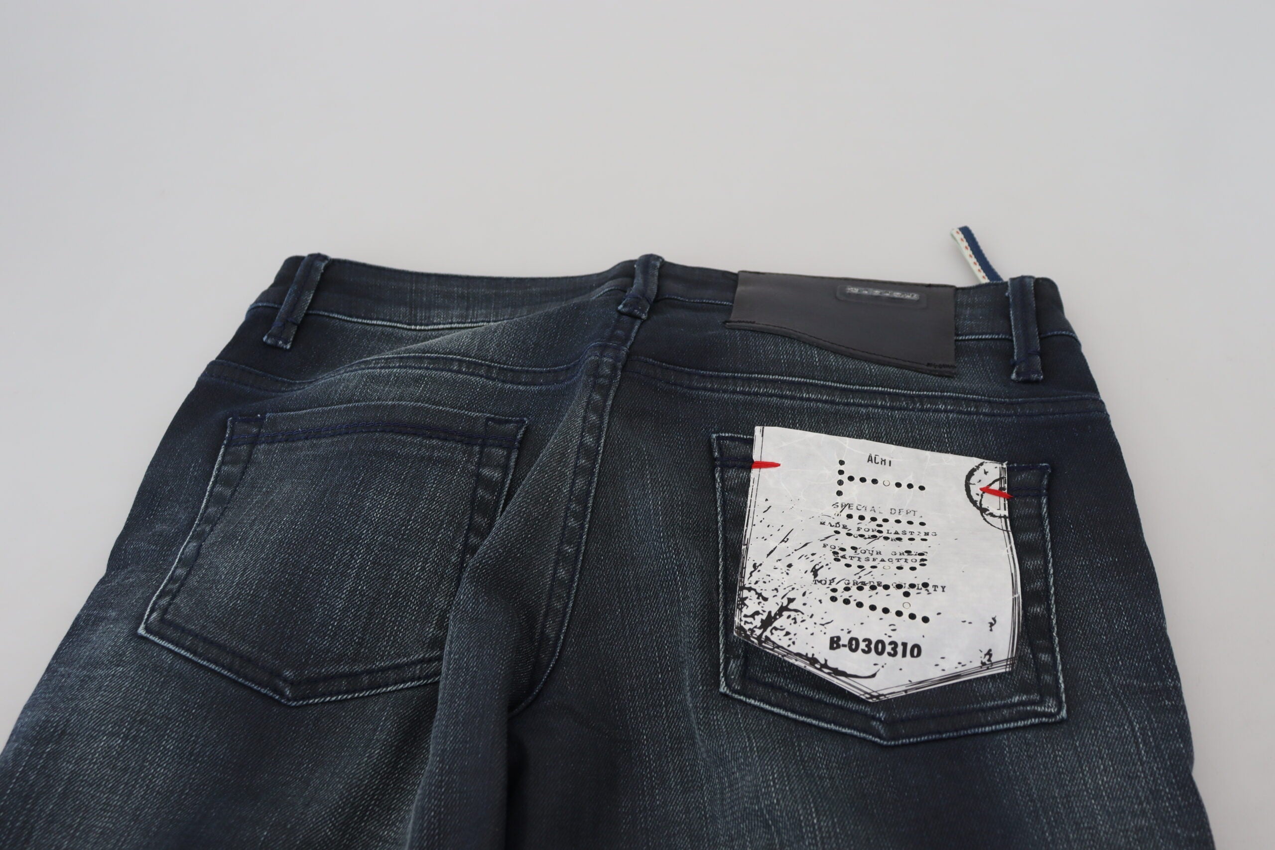 Acht Blue Washed Low Waist Slim Fit Cotton Denim Jeans -   -  Acht.