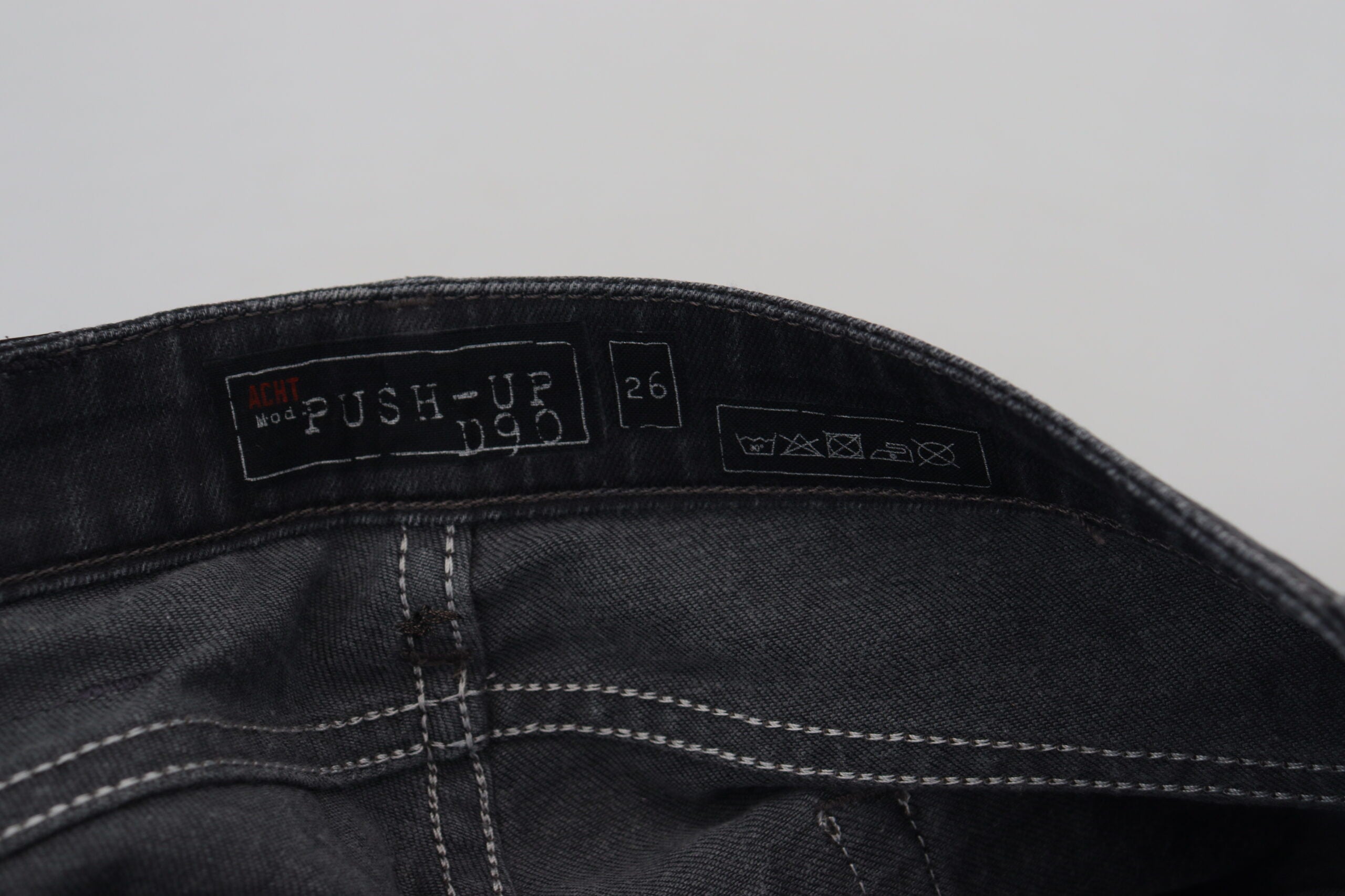 Acht Black Washed Low Waist Slim Fit Cotton Denim Jeans -   -  Acht.
