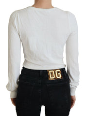 Patrizia Pepe Ivory V-Neck Long Sleeves Women Blouse Top -   -  Patrizia Pepe.