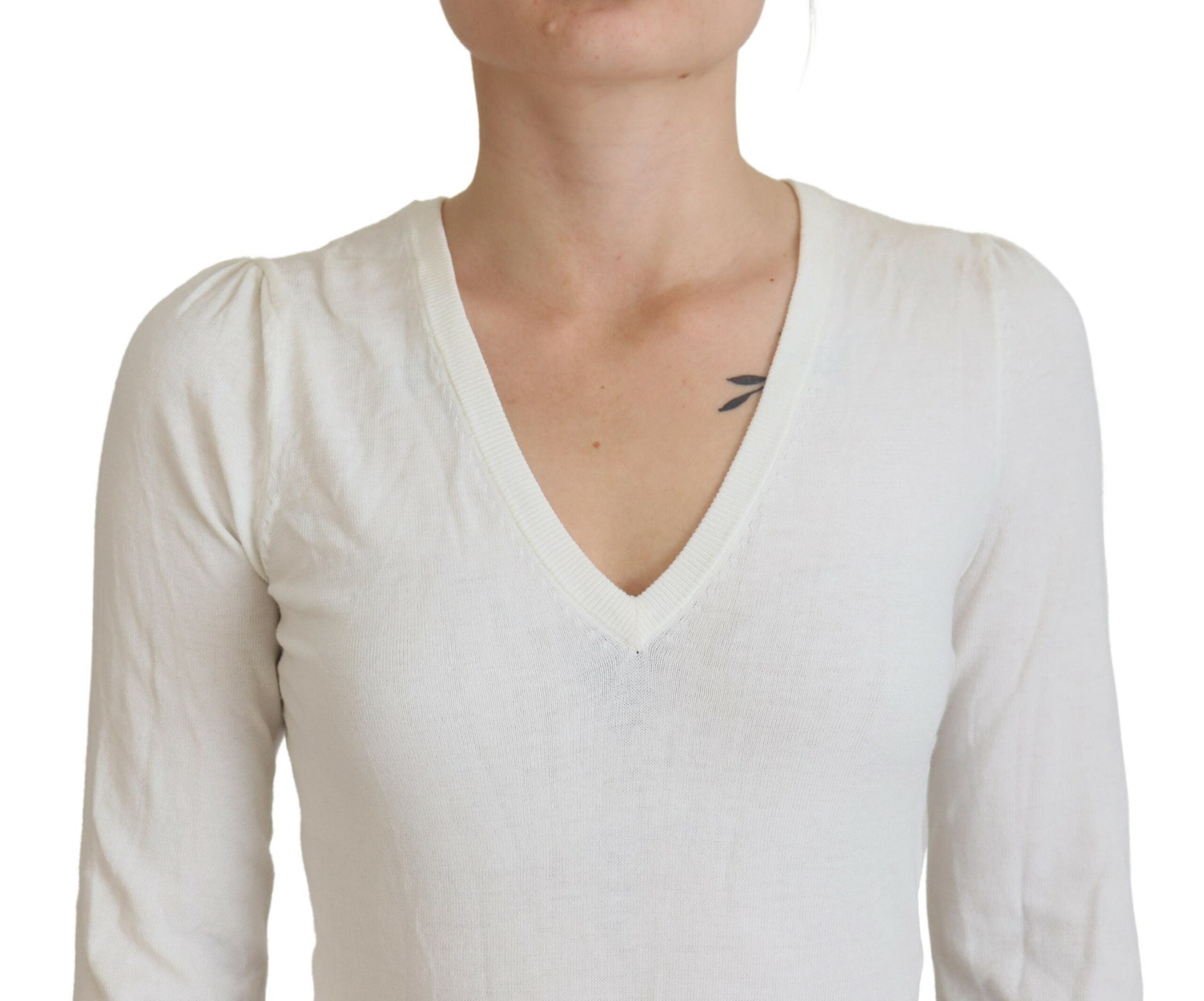 Patrizia Pepe Ivory V-Neck Long Sleeves Women Blouse Top -   -  Patrizia Pepe.