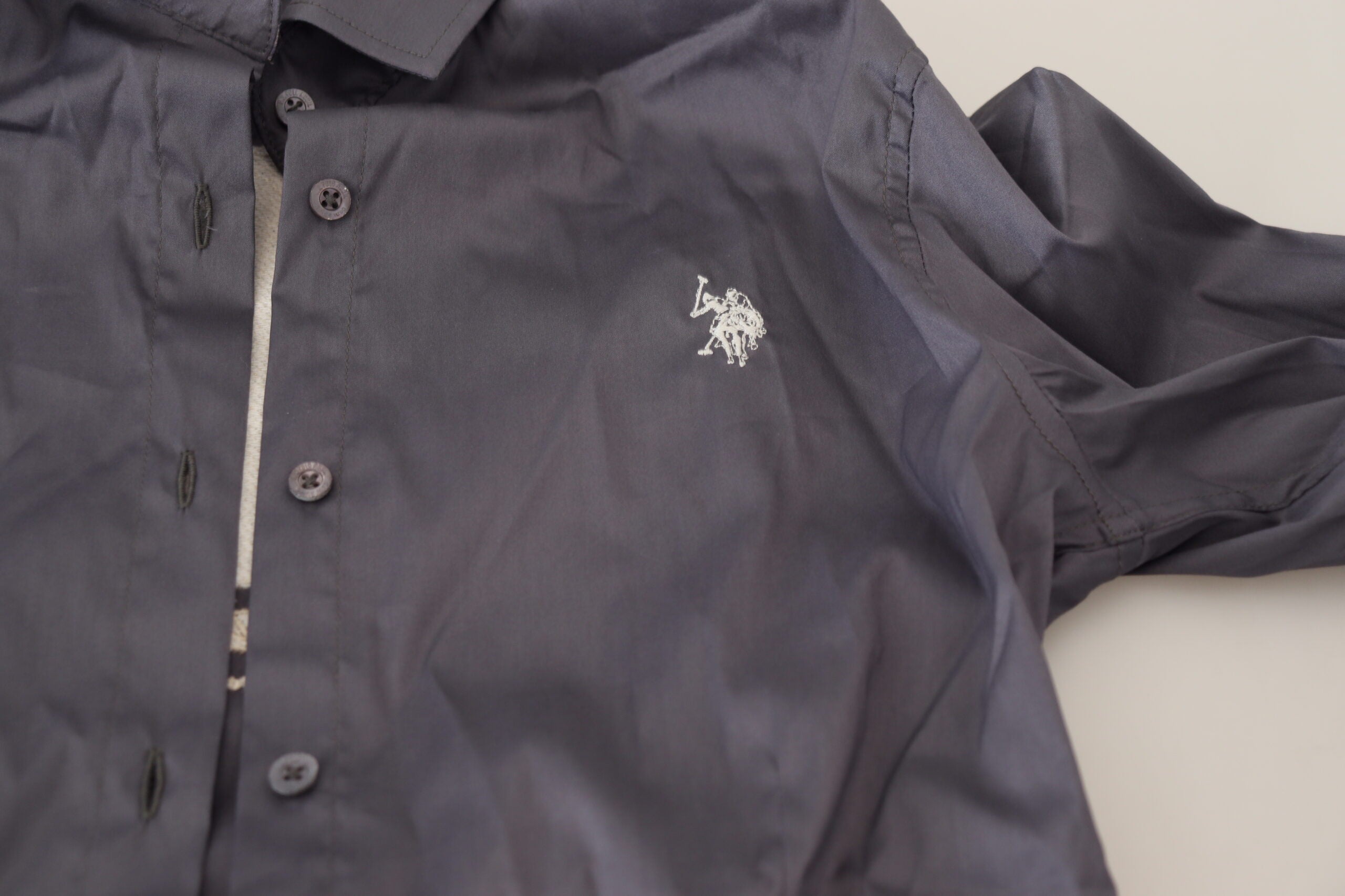 U.S. POLO ASSN. Gray Printed Long Sleeves Collared Top -   -  U.S. POLO ASSN..