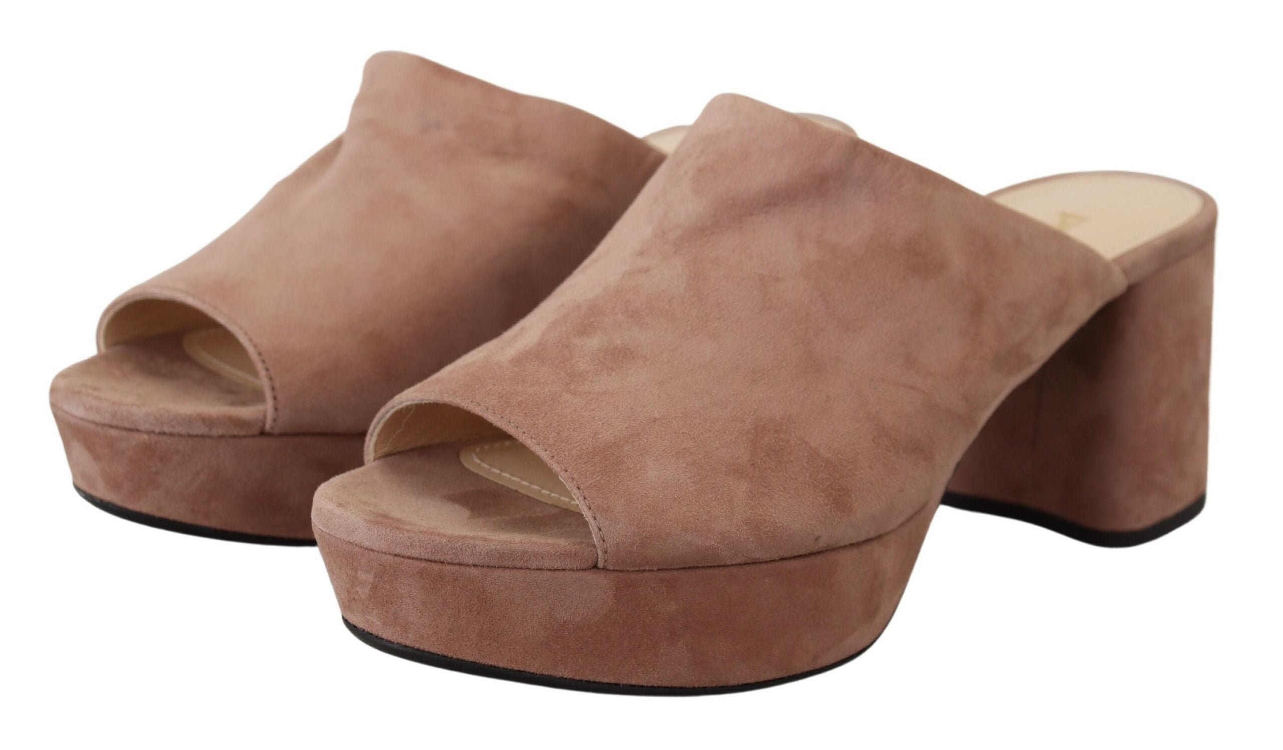 Prada Dark Rose Suede Camoscio Sandals Block Heels Shoes -   -  Prada.