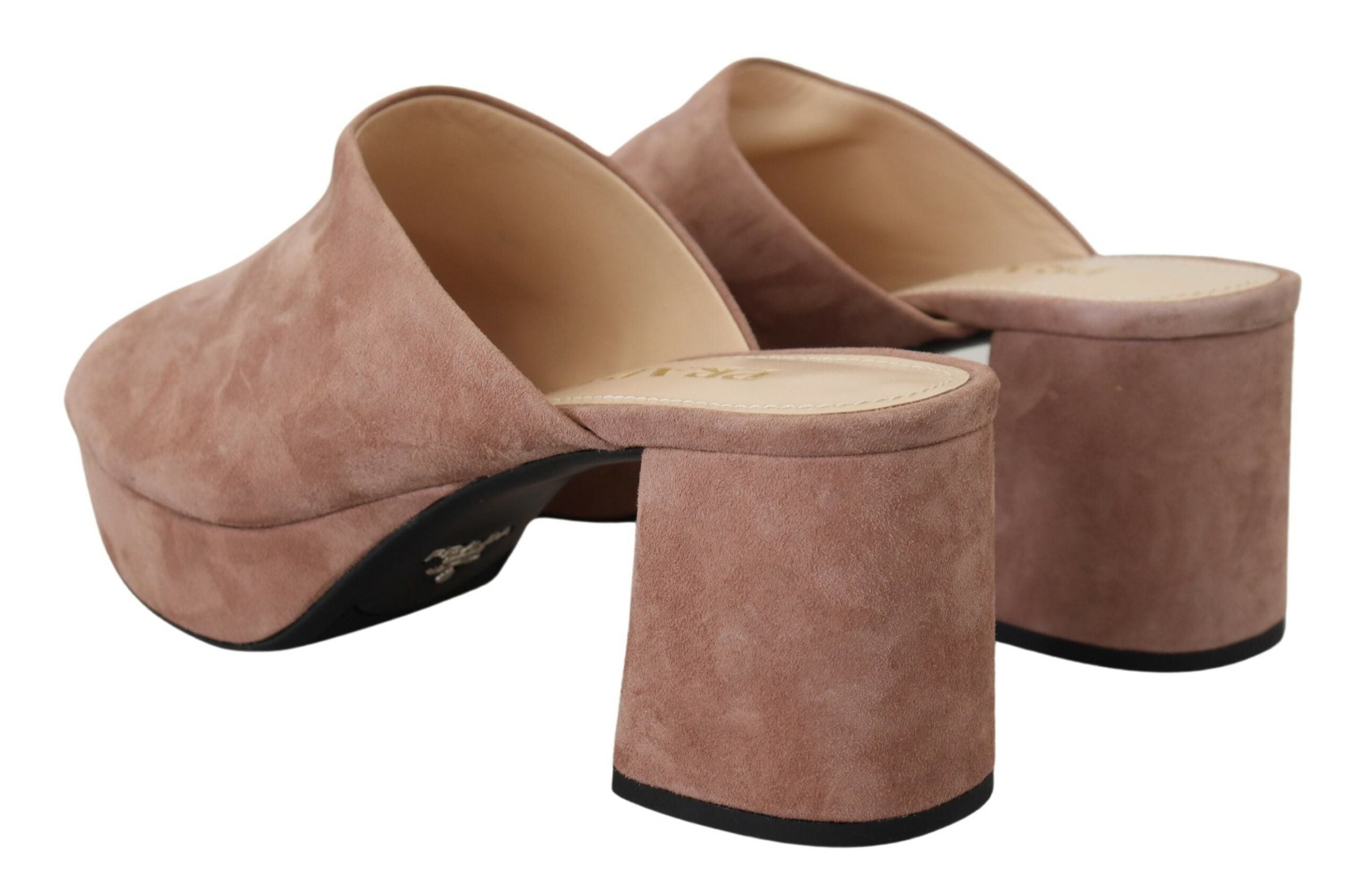 Prada Dark Rose Suede Camoscio Sandals Block Heels Shoes -   -  Prada.